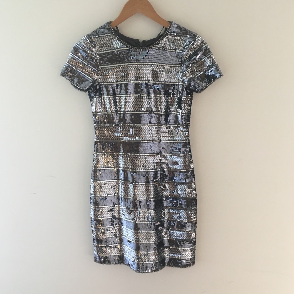 Aidan Mattox Sequin Striped Cocktail Dress - Picture 3 of 5